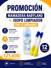 Mamadera babyland+ Isopo limpiador por 12 unidades