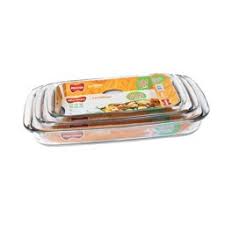 Set Asaderas Rectangulares Vidrio 1,6/2,2/3 lt. 